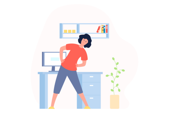 Download Stretching at Workplace Illustration. Wo - Workplace Collection
