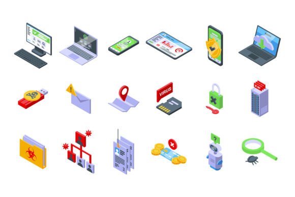Download Antivirus Icons Set Isometric Vector. - Set Collection