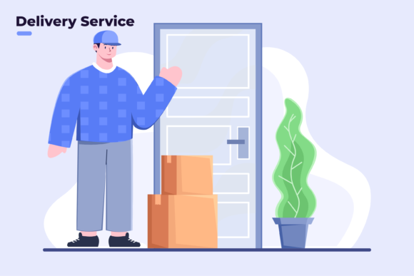 Download Courier Finishes Deliver Parcel to Buyer - Buy Collection