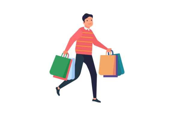 Download Man Carrying Shopping Bags. Buyer Walkin - Buy Collection