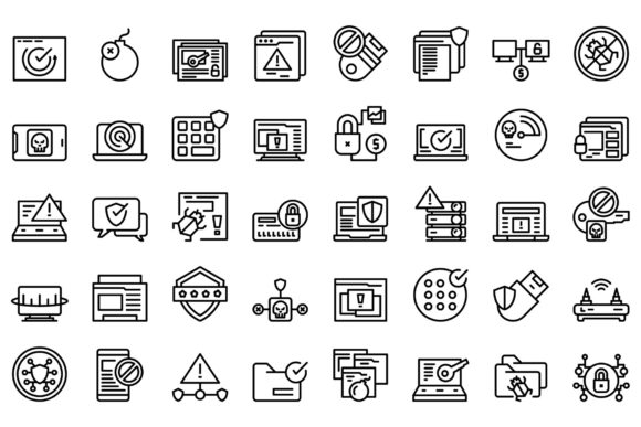 Download Antivirus Icons Set Outline Vector. - Set Collection