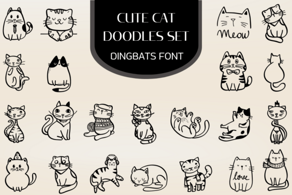 Download Cute Cat Doodles Set - Set Collection