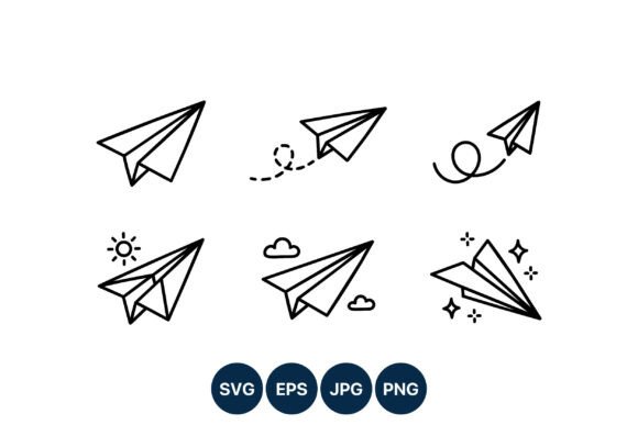 Download Paper Plane Line Art Icon Set - Set Collection