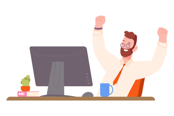 Download Happy Office Worker at Workplace. Succes - Workplace Collection