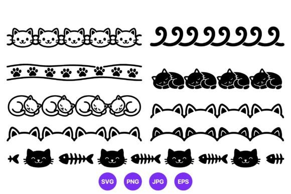 Download Cat Faces Paws and Fishbone Vector - Fishbone Collection