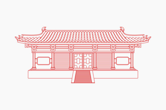 Download Outline Style Wide Chinese Building - Premium Resources