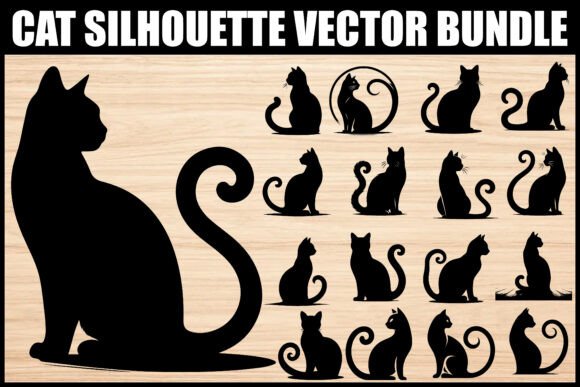 Download Elegant Cat Silhouette Vector Set - Set Collection