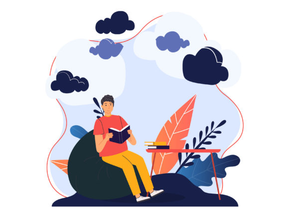Download Flat Illustration Asset - Reading Book - Set Collection