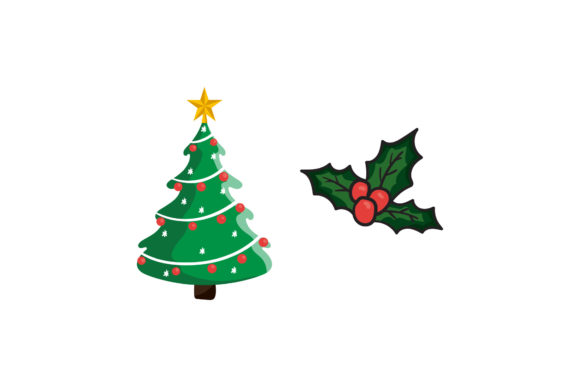 Download Tree &amp; Mistletoe Set Christmas Asset - Set Collection