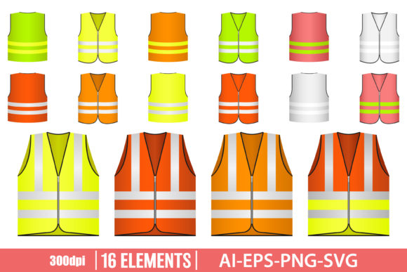 Download Safety Vest Clipart Set - Set Collection