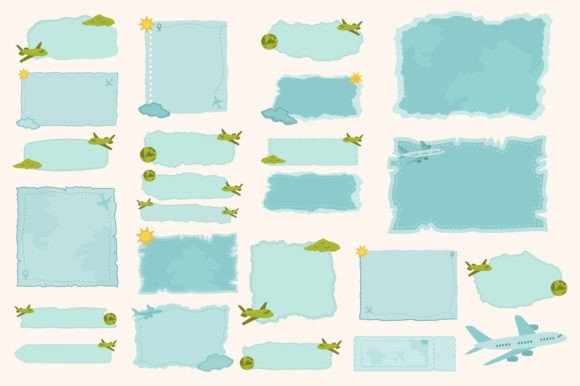 Download Set of Shape and Paper Torn with Plane - Set Collection