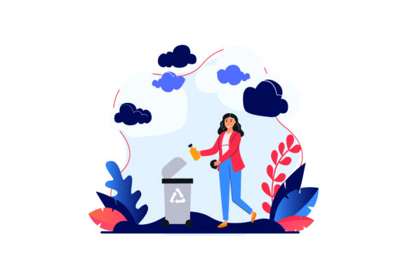 Download Flat Illustration Asset - Cleaning Trash - Set Collection