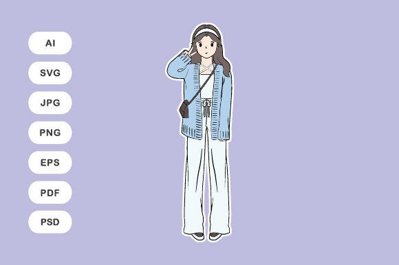 Download Casual Look in Cardigan Illustration - Casual Collection