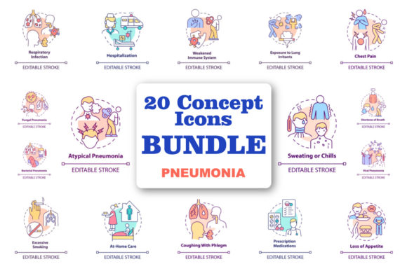 Download Pneumonia Concept Icons Set - Set Collection