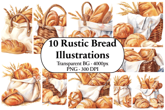 Download Artisan Bread Clip Art Watercolor Set - Set Collection