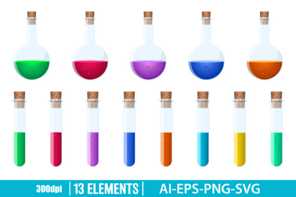Download Laboratory Chemical Flasks Clipart Set - Set Collection