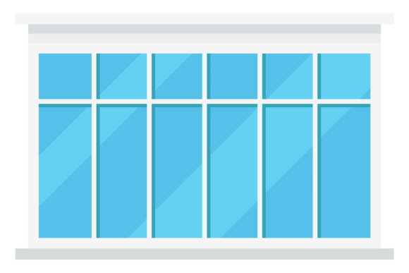 Download Wide Facade Window. Clean Glass in White - Premium Resources
