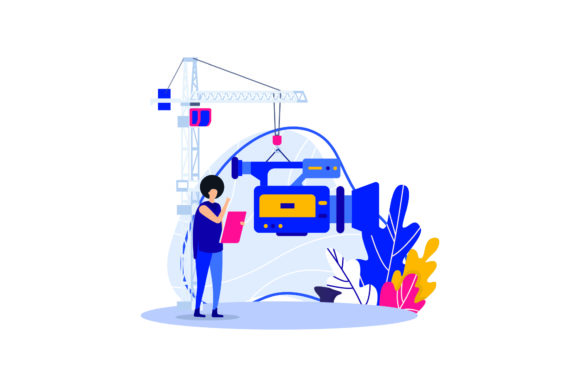 Download Flat Illustration Asset Director Film - Set Collection