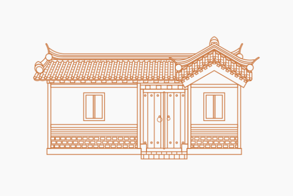 Download Outline Wide Traditional Korean Hanok - Premium Resources